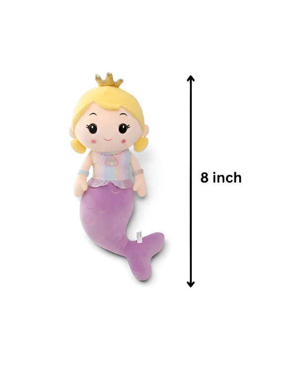 Cute Mermaid Princess Plush Doll 8-Inch– Soft Stuffed Toy with Golden Crown ST11598