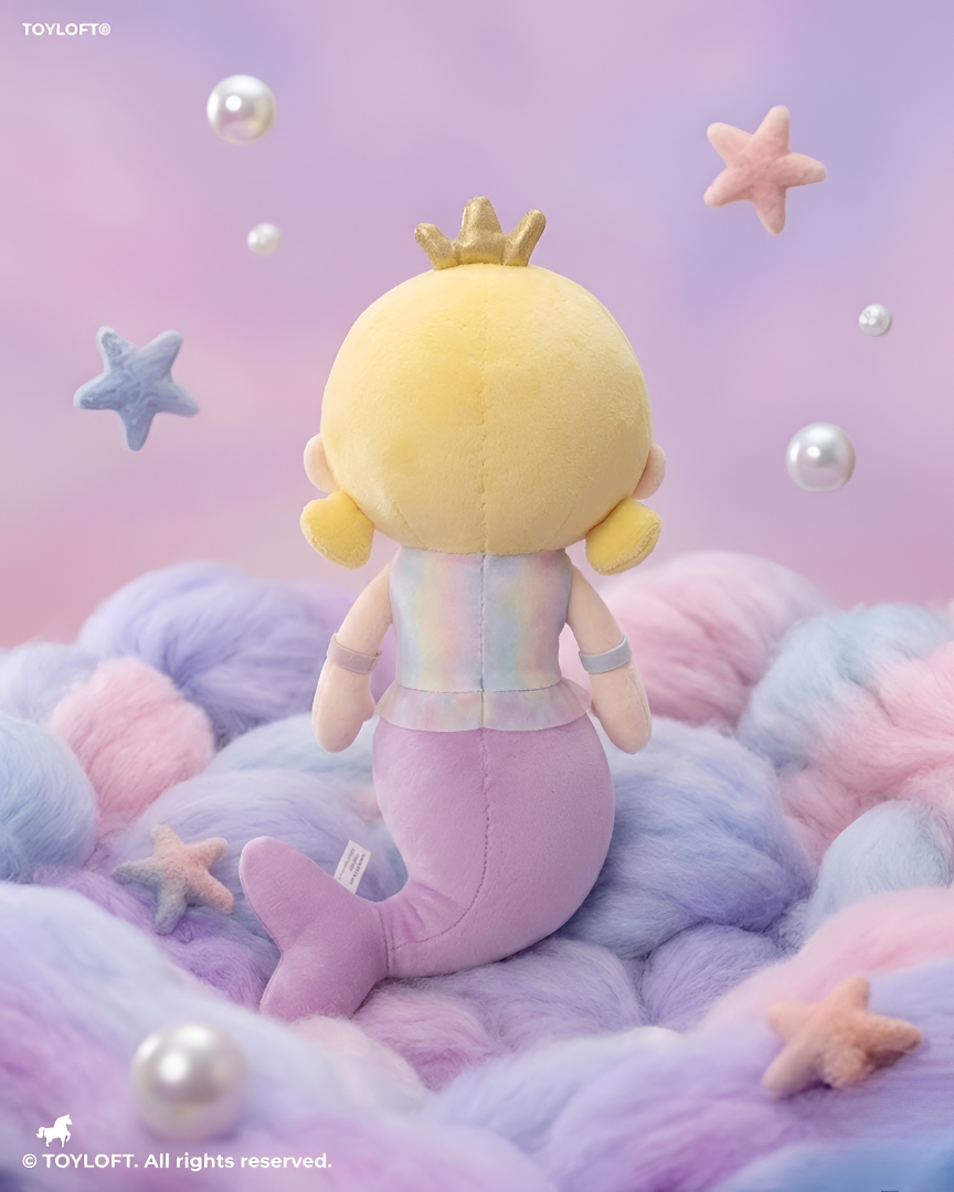 Cute Mermaid Princess Plush Doll 8-Inch– Soft Stuffed Toy with Golden Crown ST11598
