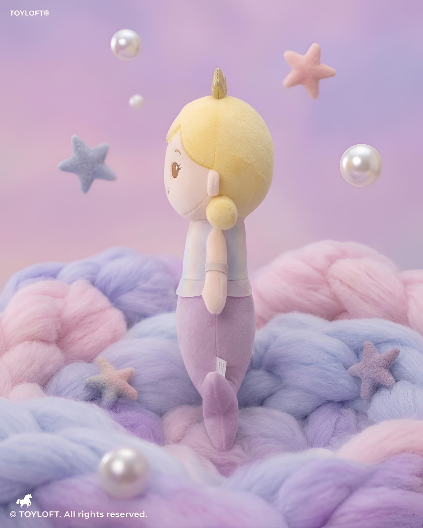 Cute Mermaid Princess Plush Doll 8-Inch– Soft Stuffed Toy with Golden Crown ST11598