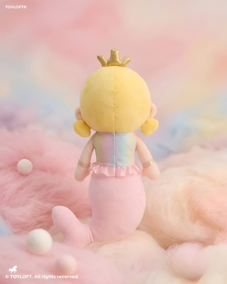 Cute Mermaid Princess Plush Doll 8-Inch– Soft Stuffed Toy with Golden Crown ST11598
