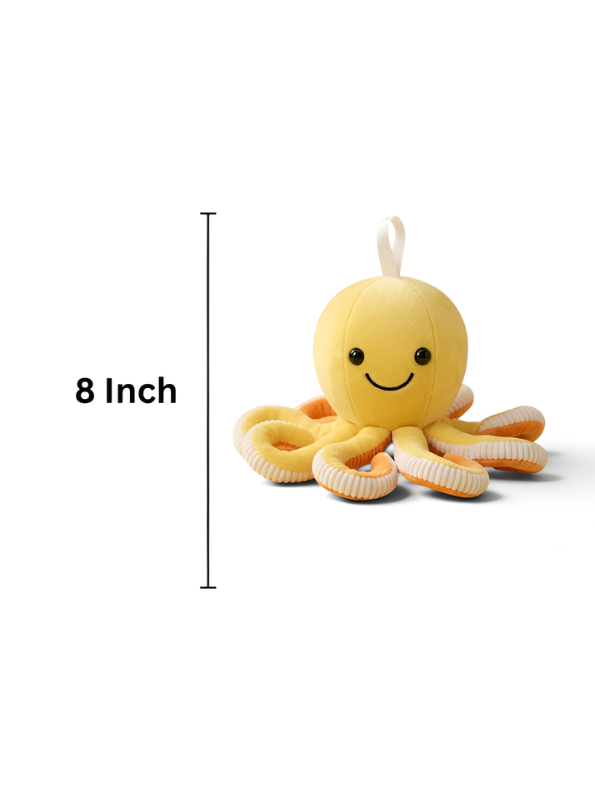 Cute Octopus Plush Toy 8 Inch – Soft Stuffed Ocean Animal Toy Yellow ST11536.