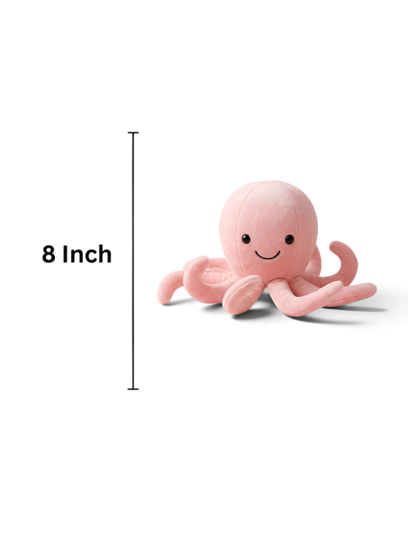 Cute Octopus Plush Toy 8 Inch – Soft Stuffed Ocean Animal Toy Pink ST11536.