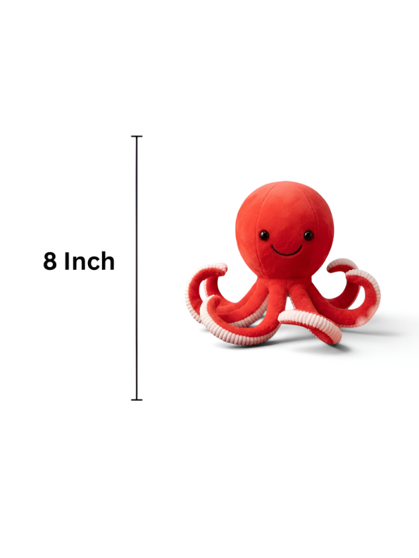 Cute Octopus Plush Toy 8 Inch – Soft Stuffed Ocean Animal Toy Red ST11536.