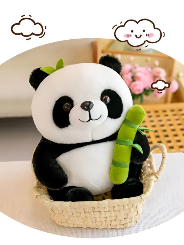 Cute Panda Plush Toy with Bamboo Stalk – 23cm Stuffed Panda Bear Doll ST14662.