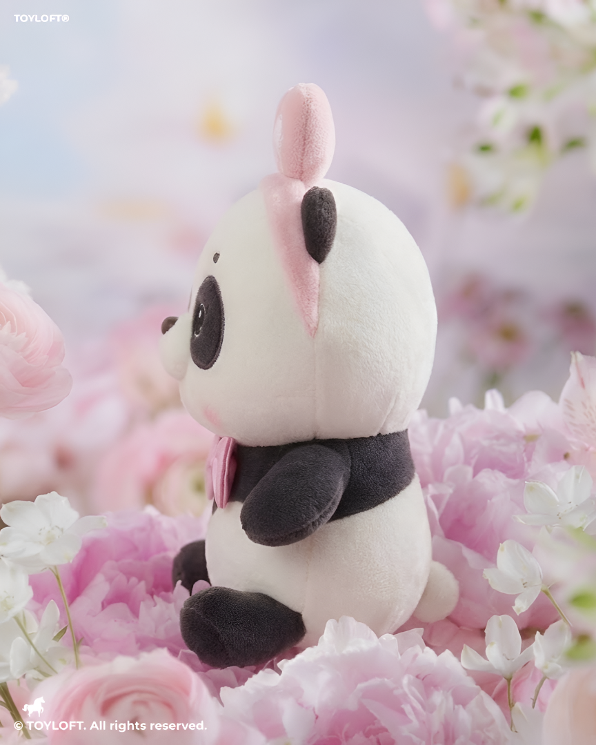 Cute Panda Plush Toy with Pink Heart Headband & Bow Tie - 8" Soft Stuffed Animal ST15762