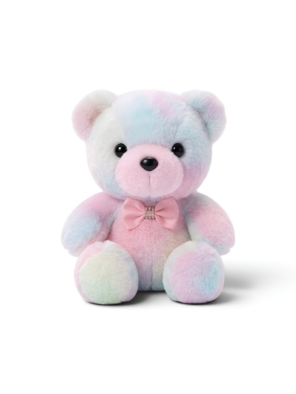 Cute Pastel Rainbow Teddy Bear 8" Soft Toy Plush with Rhinestone Bowtie ST11094