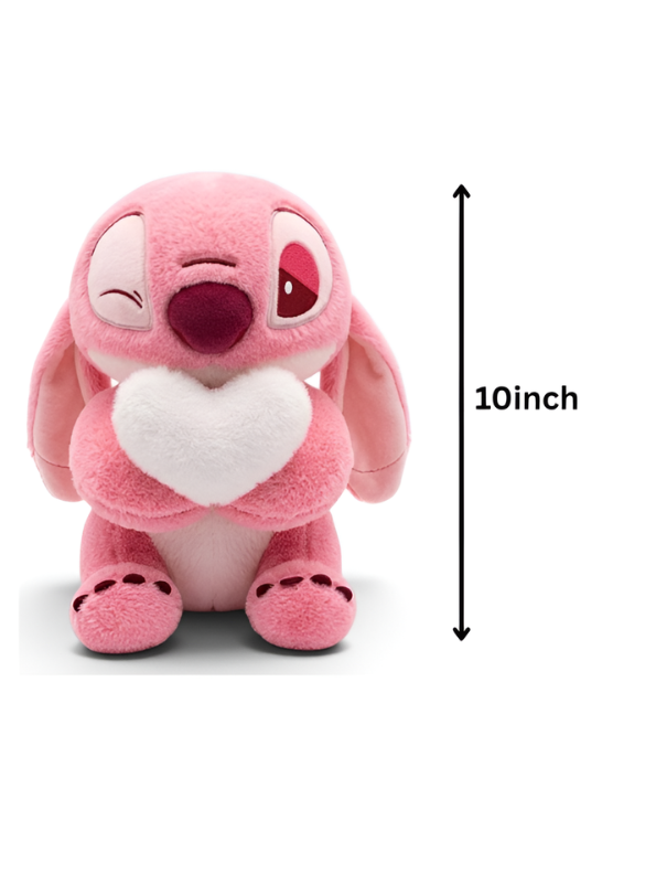 Cute Pink Disney Soft Toy with Fluffy White Heart 10-Inch – Cute Winking Stuffed Animal ST15960