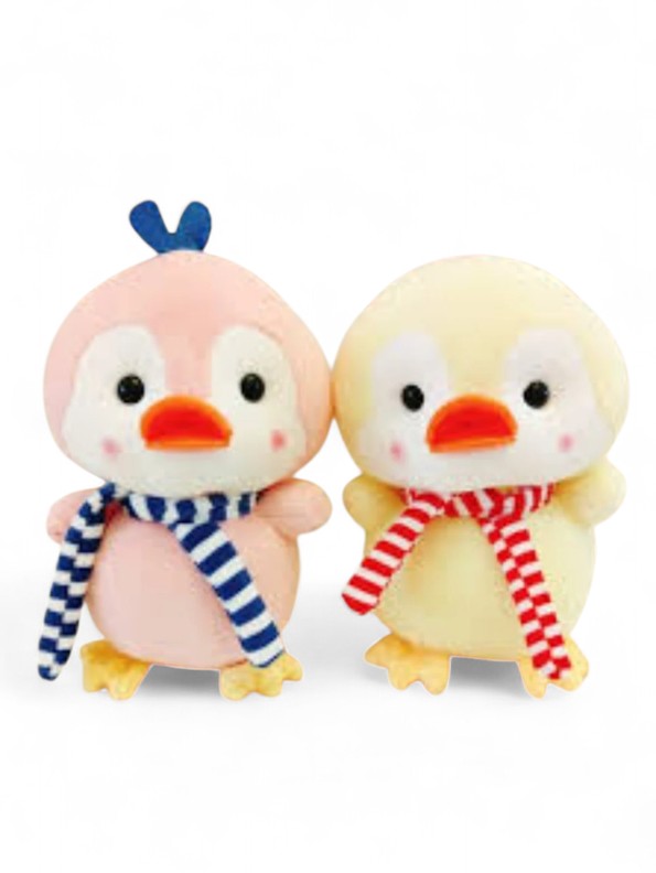 Cute Pink Duck Stuffed Animal with Blue Scarf, 7-Inch Plush Toy for Kids LMI11603.