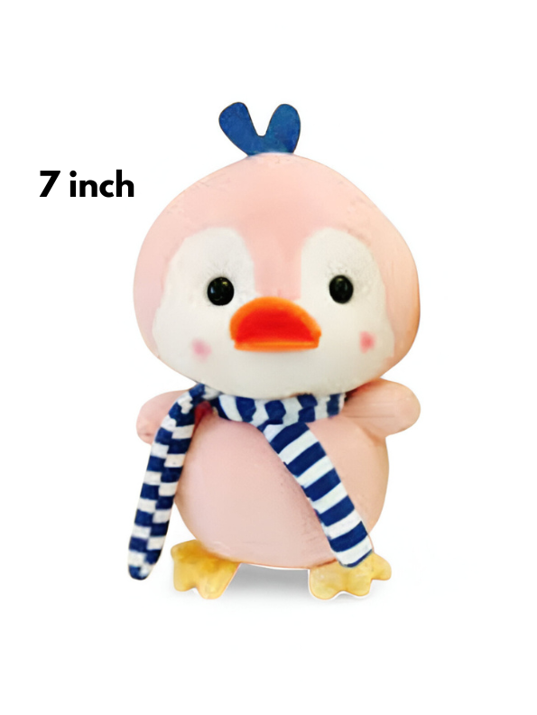 Cute Pink Duck Stuffed Animal with Blue Scarf, 7-Inch Plush Toy for Kids LMI11603.