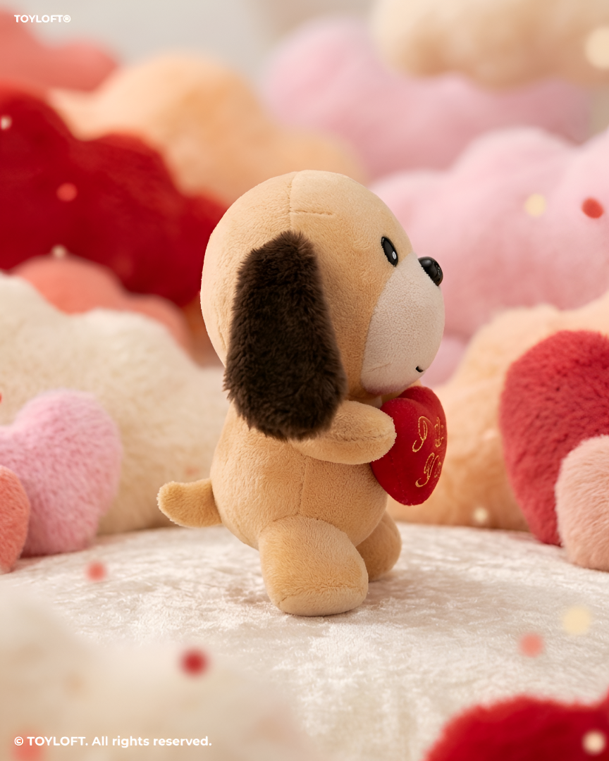 Cute Puppy Dog Plush Toy with Red “I Love You” Heart – 7 Inch Soft Stuffed Animal ST15029.