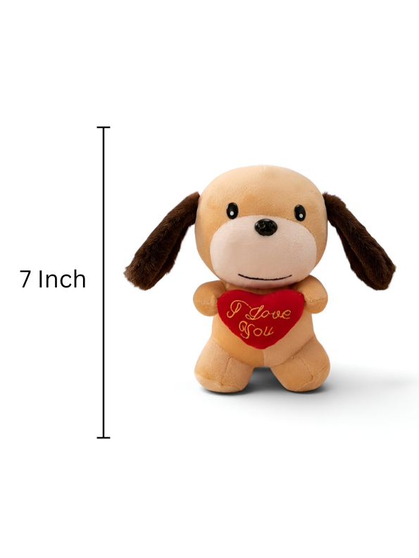 Cute Puppy Dog Plush Toy with Red “I Love You” Heart – 7 Inch Soft Stuffed Animal ST15029.