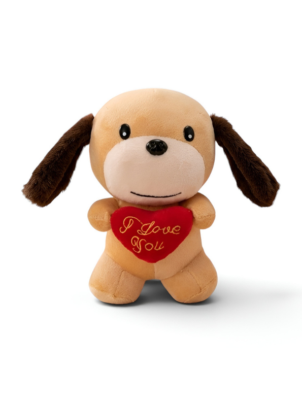 Cute Puppy Dog Plush Toy with Red “I Love You” Heart – 7 Inch Soft Stuffed Animal ST15029.
