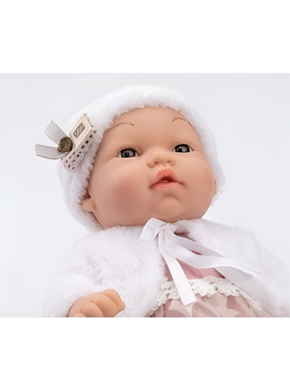 Cute Realistic Newborn Baby Doll with White Fur Jacket & Pink Star Skirt LMI13287.