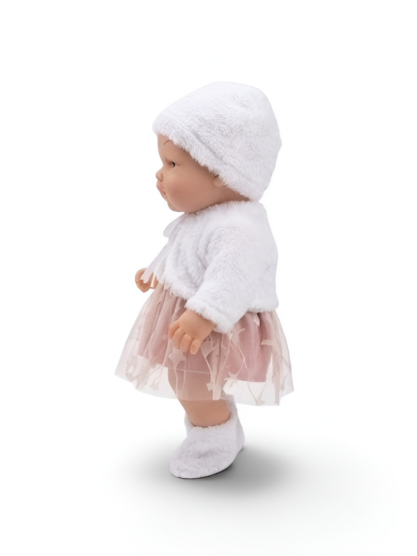 Cute Realistic Newborn Baby Doll with White Fur Jacket & Pink Star Skirt LMI13287.