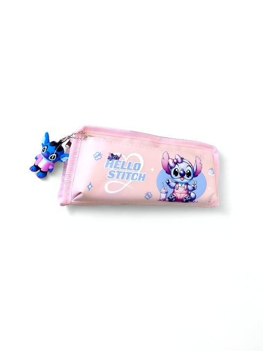 Baby Pink - Cute Stitch Pencil Pouch & Stationery Case | Purple Disney "Hello Stitch" Pen Organizer | Zippered Kids School Supply Gift NOVHBC-1881006.