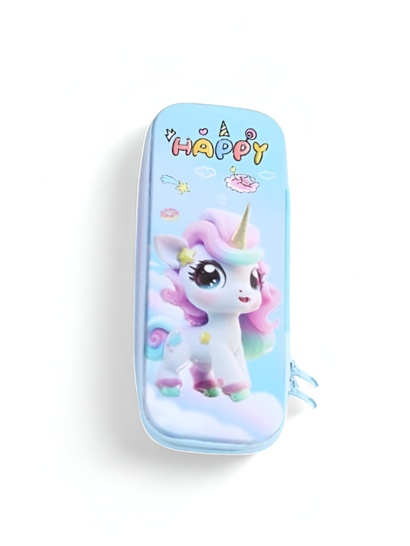 Blue - Cute Unicorn Hard Shell Pencil Case | 3D Design Stationery Pouch for Girls | Back to School Organizer Gift NOVHBC-1881229.