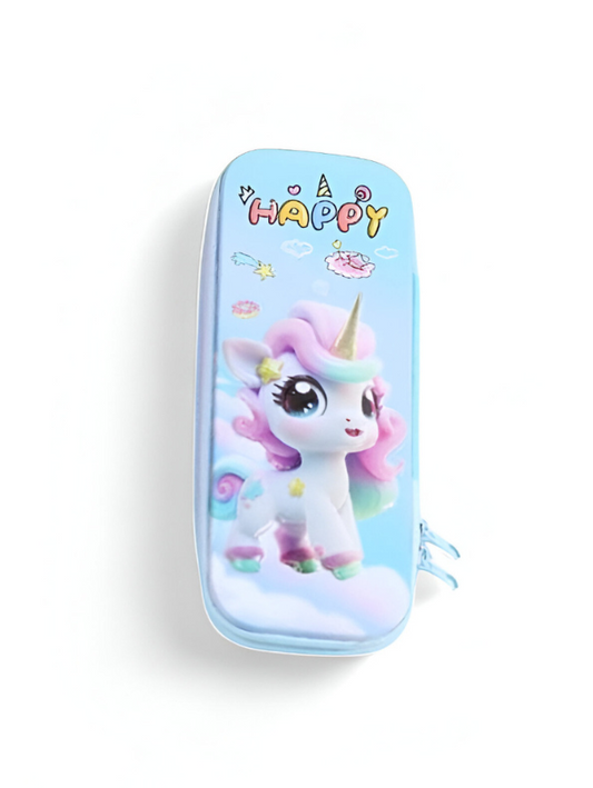 Blue - Cute Unicorn Hard Shell Pencil Case | 3D Design Stationery Pouch for Girls | Back to School Organizer Gift NOVHBC-1881229.