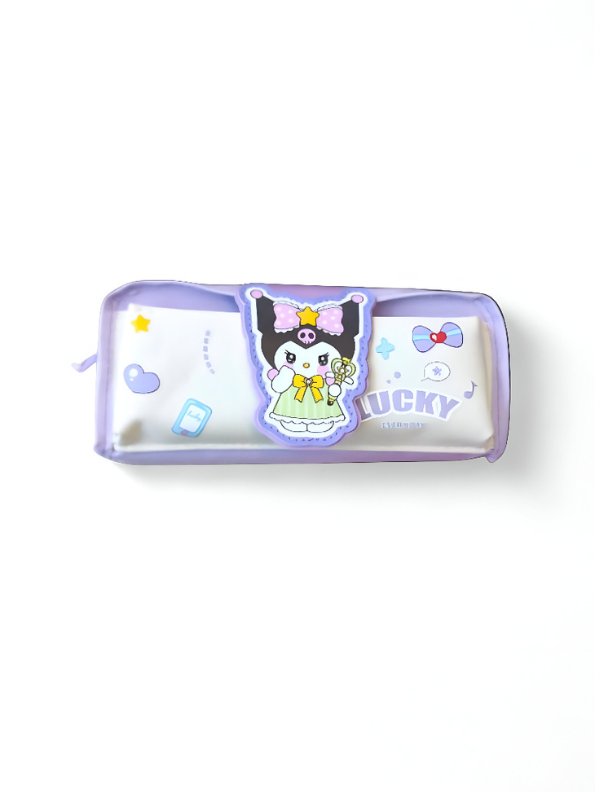 Cute Cartoon Pencil Pouch with Lucky Charm | Portable Pen Case with Handle | Kawaii Stationery Organizer for Girls NOVHBC-1881008.