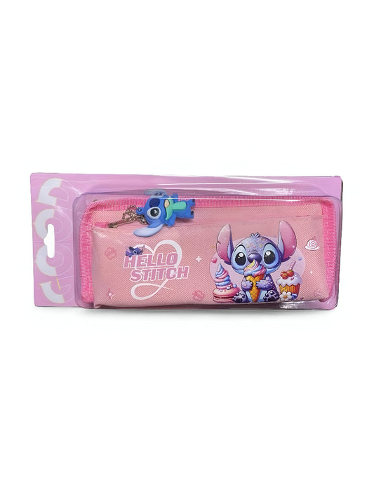 Pink - Cute Stitch Pencil Pouch & Stationery Case | Purple Disney "Hello Stitch" Pen Organizer | Zippered Kids School Supply Gift NOVHBC-1881006.