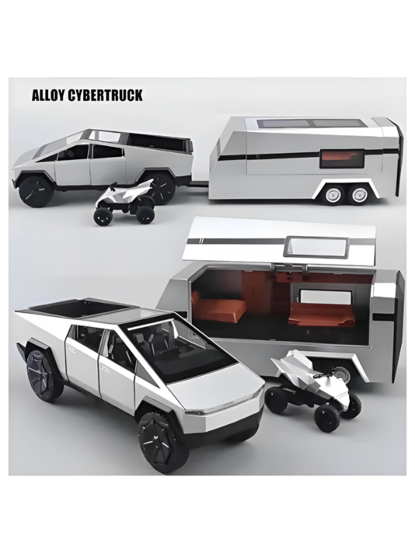 Cybertruck Diecast Car 1:32 Scale with Detachable Camper Trailer & Charging Station TV5518.