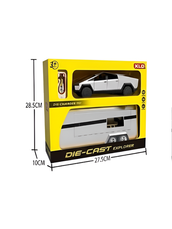 Cybertruck Diecast Car 1:32 Scale with Detachable Camper Trailer & Charging Station Black TV5518.