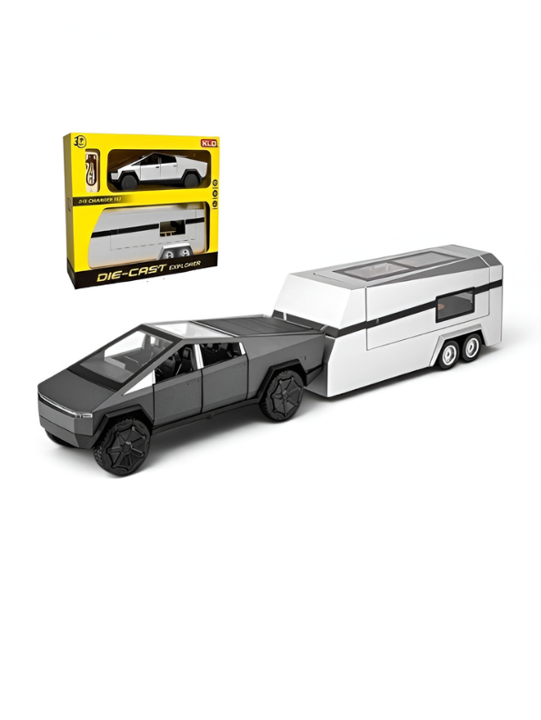 Cybertruck Diecast Car 1:32 Scale with Detachable Camper Trailer & Charging Station TV5518.