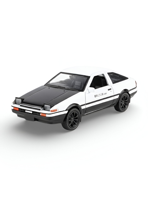 Toyota AE86 Trueno Die-Cast Car Model 1:35 Scale - White/Black Initial D Style Alloy Toy Car with Pull-Back Action, Lights & Sound LMI15620