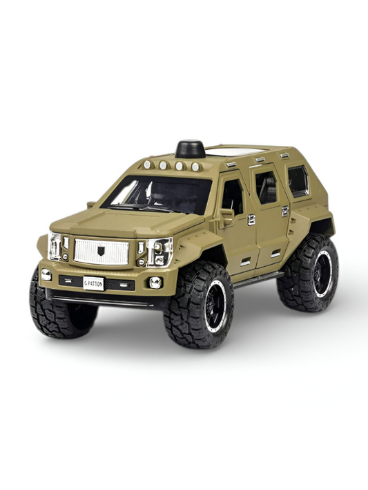 G. Patton GX Off-Road SUV Die-Cast Model Car - 1:24 Scale Alloy Toy Vehicle with Sound & Light, Pull Back Action - Desert Tan LMI14225