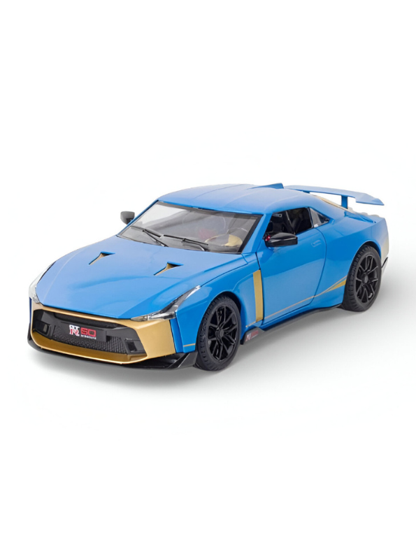 Nissan GT-R50 by Italdesign Diecast Model Car - 1/24 Scale Blue Special Edition - Collectible Toy Car with Pull-Back Action, Lights, and Sound - Perfect Gift for Car Enthusiasts LMI15124
