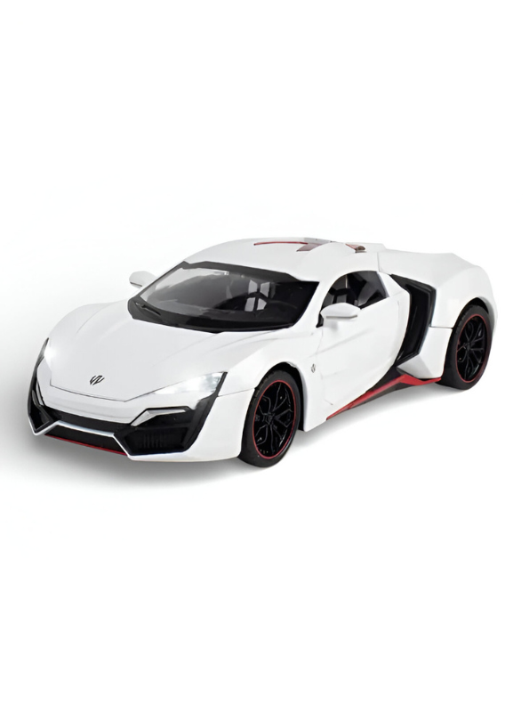 Lykan Hypersport Diecast Model Car 1:24 Scale - Matte Black Supercar Toy, Pull Back Action, Opening Doors, Kids & Collectors Gift LMI14219