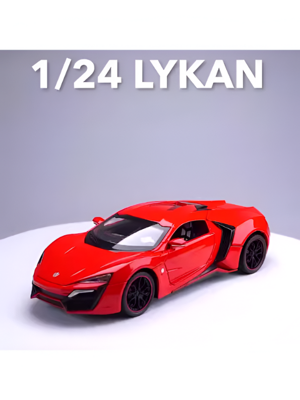 Lykan Hypersport Diecast Model Car 1:24 Scale - Matte Black Supercar Toy, Pull Back Action, Opening Doors, Kids & Collectors Gift LMI14219