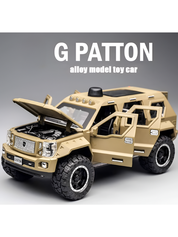 G. Patton GX Off-Road SUV Die-Cast Model Car - 1:24 Scale Alloy Toy Vehicle with Sound & Light, Pull Back Action - Desert Tan LMI14225
