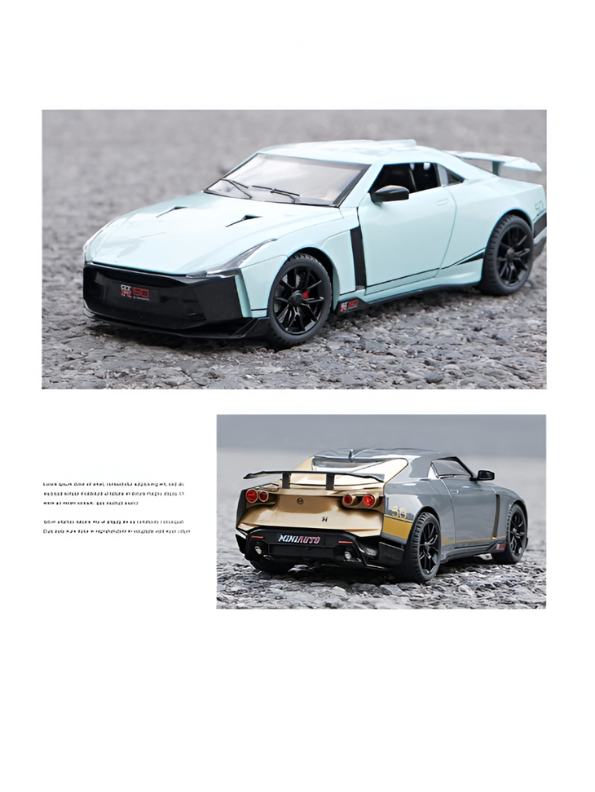 Nissan GT-R50 by Italdesign Diecast Model Car - 1/24 Scale Light blue Special Edition - Collectible Toy Car with Pull-Back Action, Lights, and Sound - Perfect Gift for Car Enthusiasts LMI15124