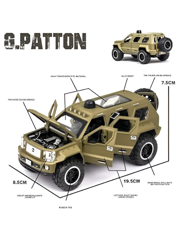 G. Patton GX Off-Road SUV Die-Cast Model Car - 1:24 Scale Alloy Toy Vehicle with Sound & Light, Pull Back Action - Desert Tan LMI14225
