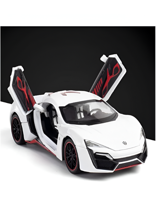 Lykan Hypersport Diecast Model Car 1:24 Scale - Matte Black Supercar Toy, Pull Back Action, Opening Doors, Kids & Collectors Gift LMI14219