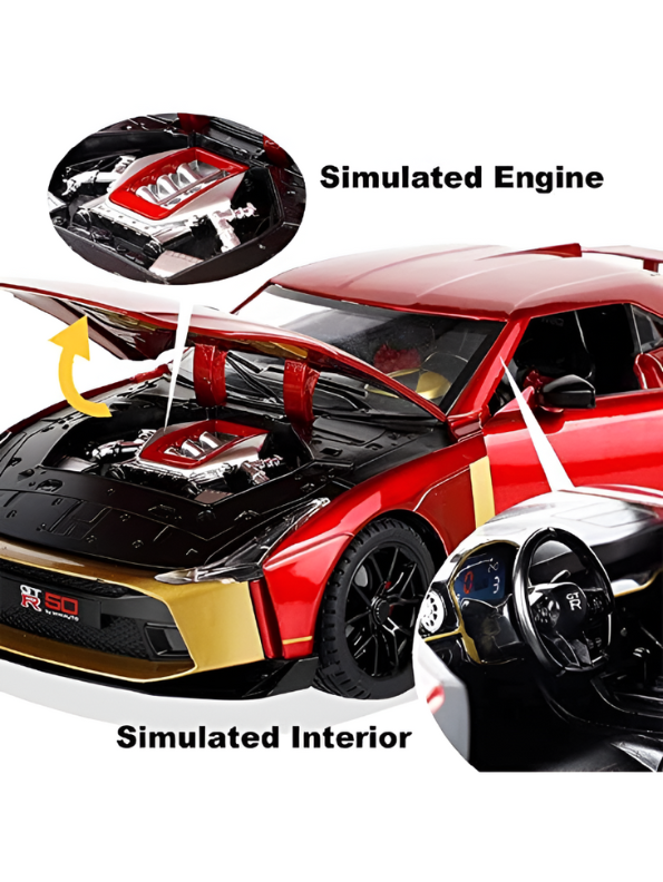Nissan GT-R50 by Italdesign Diecast Model Car - 1/24 Scale Special Edition - Collectible Toy Car with Pull-Back Action, Lights, and Sound - Perfect Gift for Car Enthusiasts LMI15124