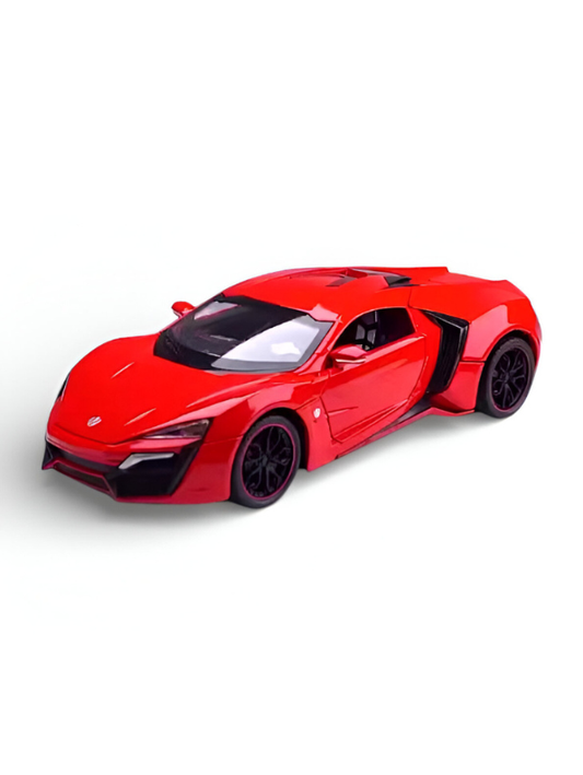 Lykan Hypersport Diecast Model Car 1:24 Scale - Matte Black Supercar Toy, Pull Back Action, Opening Doors, Kids & Collectors Gift LMI14219