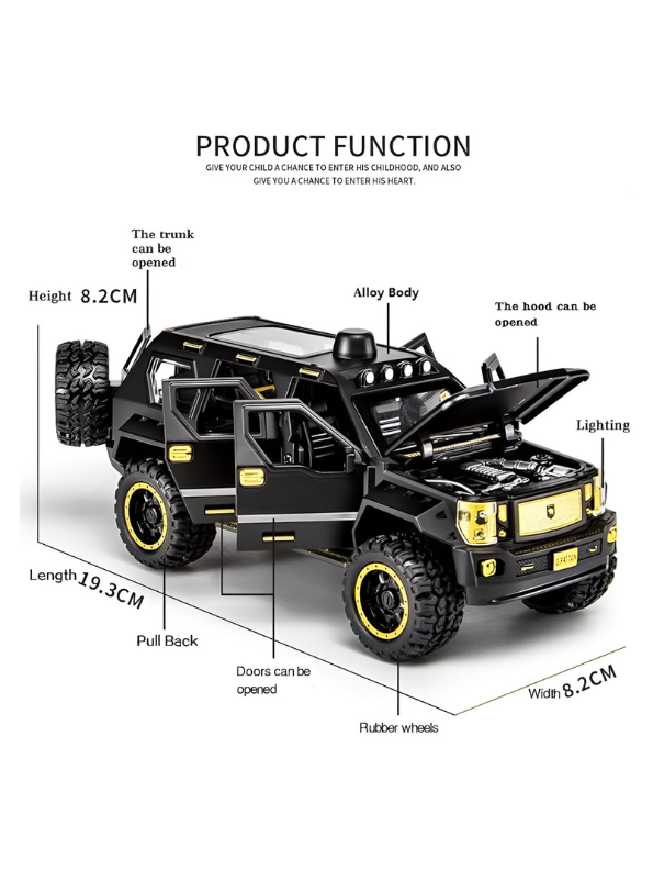 G. Patton GX Off-Road SUV Die-Cast Model Car - 1:24 Scale Alloy Toy Vehicle with Sound & Light, Pull Back Action - Desert Tan LMI14225