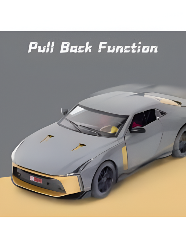 Nissan GT-R50 by Italdesign Diecast Model Car - 1/24 Scale Grey Special Edition - Collectible Toy Car with Pull-Back Action, Lights, and Sound - Perfect Gift for Car Enthusiasts LMI15124