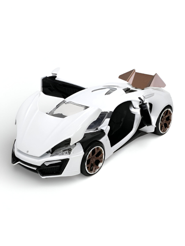 Lykan Hypersport Diecast Model Car 1:24 Scale - Matte Black Supercar Toy, Pull Back Action, Opening Doors, Kids & Collectors Gift LMI14219