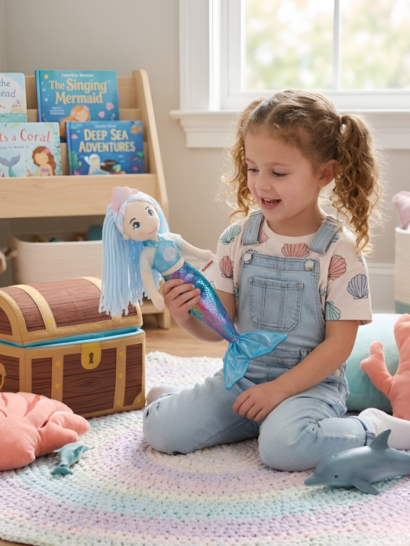 Aurora World Sea Sparkles Amberly Mermaid Plush Doll – 45cm Large Blue & Purple Shimmering Soft Stuffed Toy for Kids & Collectors ST15297