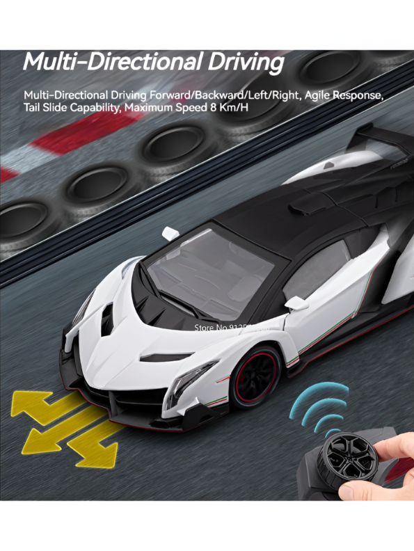 Lamborghini Veneno 1:24 Scale Remote Control Car – Diecast Alloy Body RC Supercar with Pistol Grip Transmitter | Special Edition Racing Toy for Kids & Collectors LMI16577