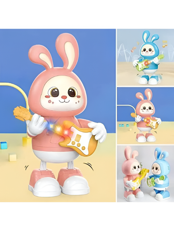 Dancing Rabbit Guitarist Toy with Music and Lights – Interactive Musical Bunny Robot Toy for Toddlers, Battery Operated Walking & Singing Toy for Kids Aged 3+ LMI11196