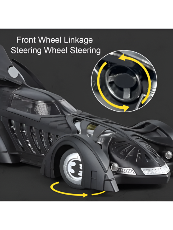 Authentic Batman Forever 1995 Batmobile 1:18 Scale Diecast Collectible Car with Glow Features – Black Action Vehicle for Kids & Collectors - Free Car Inside - LMI16348
