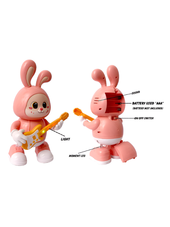 Dancing Rabbit Guitarist Toy with Music and Lights – Interactive Musical Bunny Robot Toy for Toddlers, Battery Operated Walking & Singing Toy for Kids Aged 3+ LMI11196