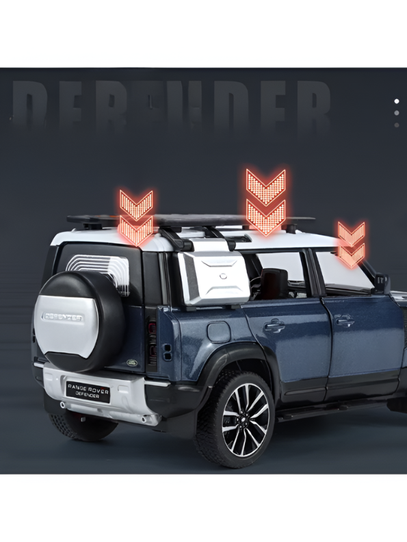 Blue Land Rover Defender Diecast Model Car – 1:24 Scale Premium Metal Off-Road SUV Toy with Realistic Lights & Sound Effects LMI16545