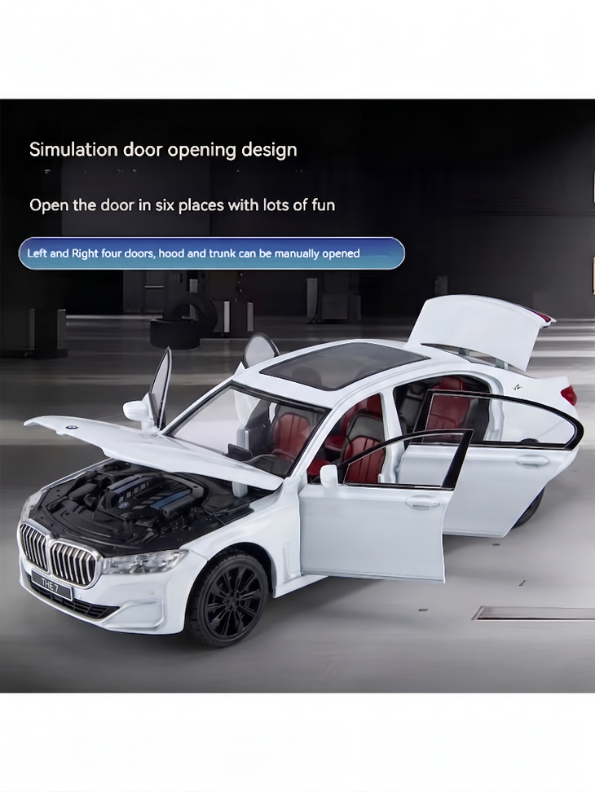 BMW 760 Li Alloy Metal Model Car – White Scale 1:24 Premium Highly Detailed Simulation Replica with Steering Linkage and Functional Parts LMI16796