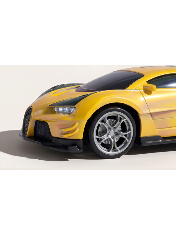 Bugatti Remote Control Car with LED Headlights – High-Speed RC Toy Car with Rechargeable Li-Ion Battery & Steering Wheel Remote, Gloss UV Finish Iridescent Yellow Racing Car for Kids & Adults LMI16770