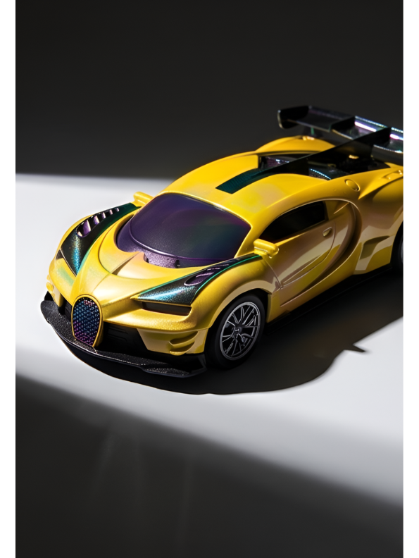 Bugatti Remote Control Car with LED Headlights – High-Speed RC Toy Car with Rechargeable Li-Ion Battery & Steering Wheel Remote, Gloss UV Finish Iridescent Yellow Racing Car for Kids & Adults LMI16770