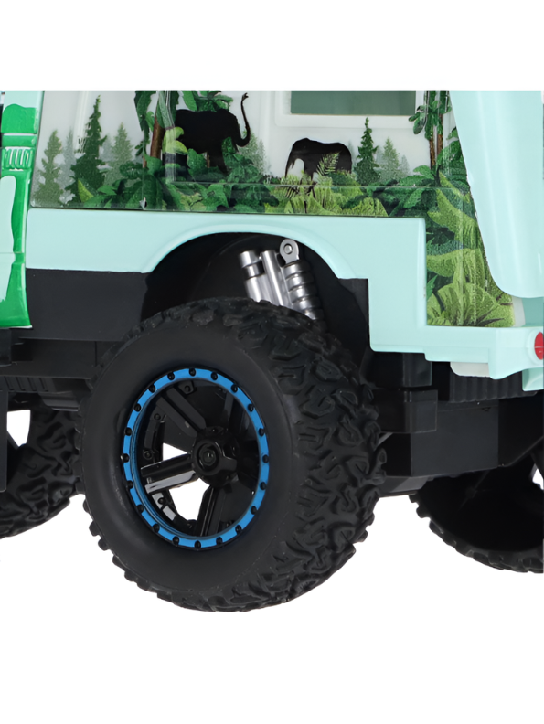 Green 4x4 Off-Road Adventure Camper Metal Toy Truck with Roof-Top Canoe – Safari SUV Toy Vehicle with Wilderness Graphics for Kids & Collectors LMI16426